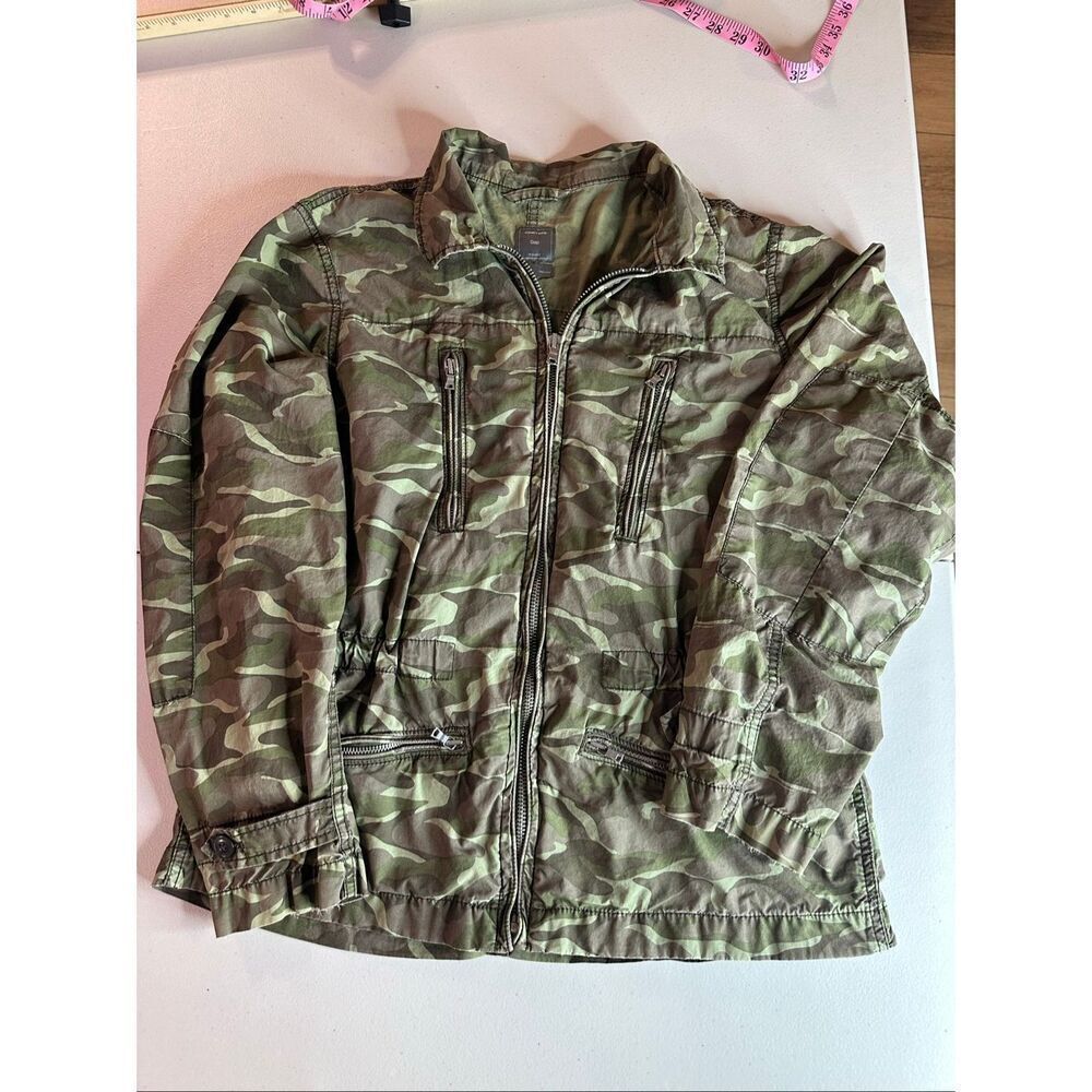 GAP Women's Size Large Olive Green Camo Utility Jacket Coat Multi Pockets Zip - Picture 7 of 7